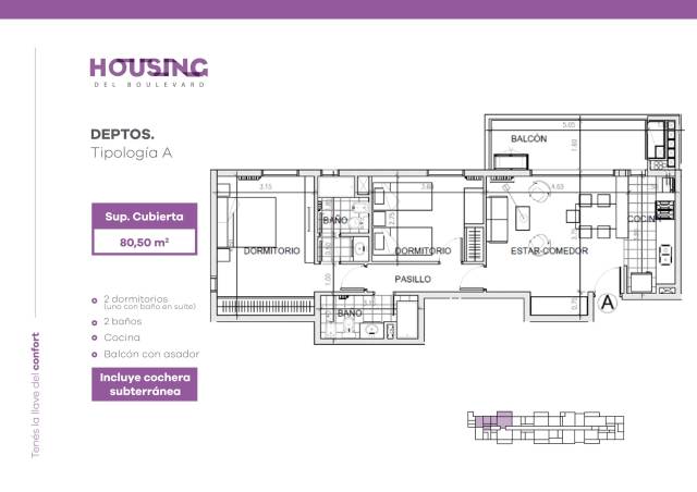Vendó departamento en housing del boulevard (docta)