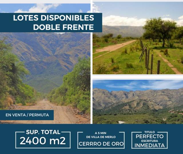 LOTE en OPORTUNIDAD VENTA PERMUTA - A 5 MIN DE VILLA DE MERLO - CERRO DE ORO