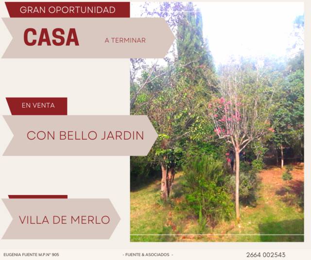 CASA EN MERLO - PIEDRA BLANCA ARRIBA - OPORTUNIDAD EN VENTA