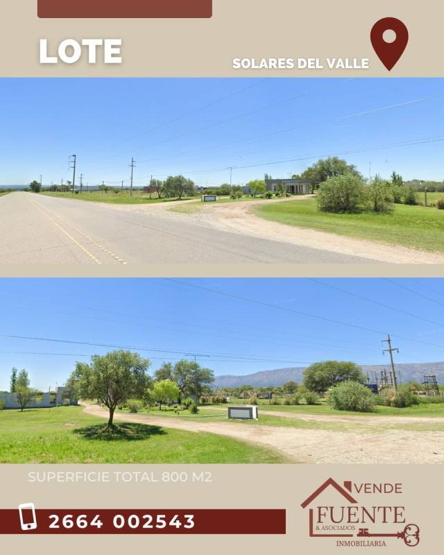 LOTE EN BARRIO PRIVADO SOLARES DEL VALLE A 8 MMIN. DE VILLA DE MERLO VENTA