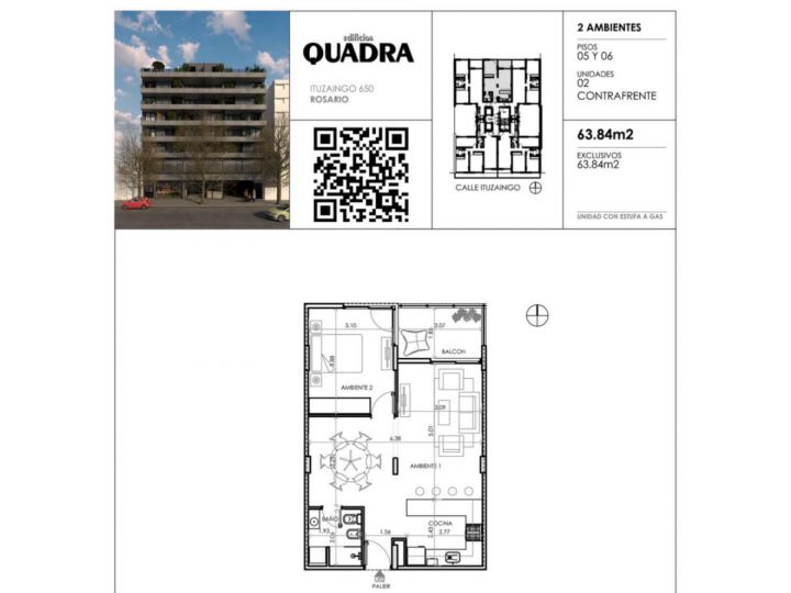 Dpto 1 dormitorio con comodin + patio. c/amenities. Ituzaingo 650. Calidad superior.