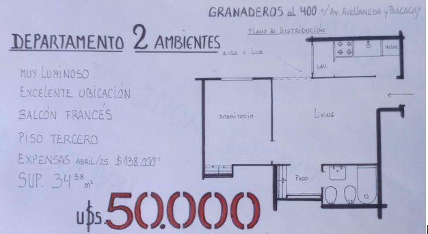 VENTA  2 AMBIENTES FLORES